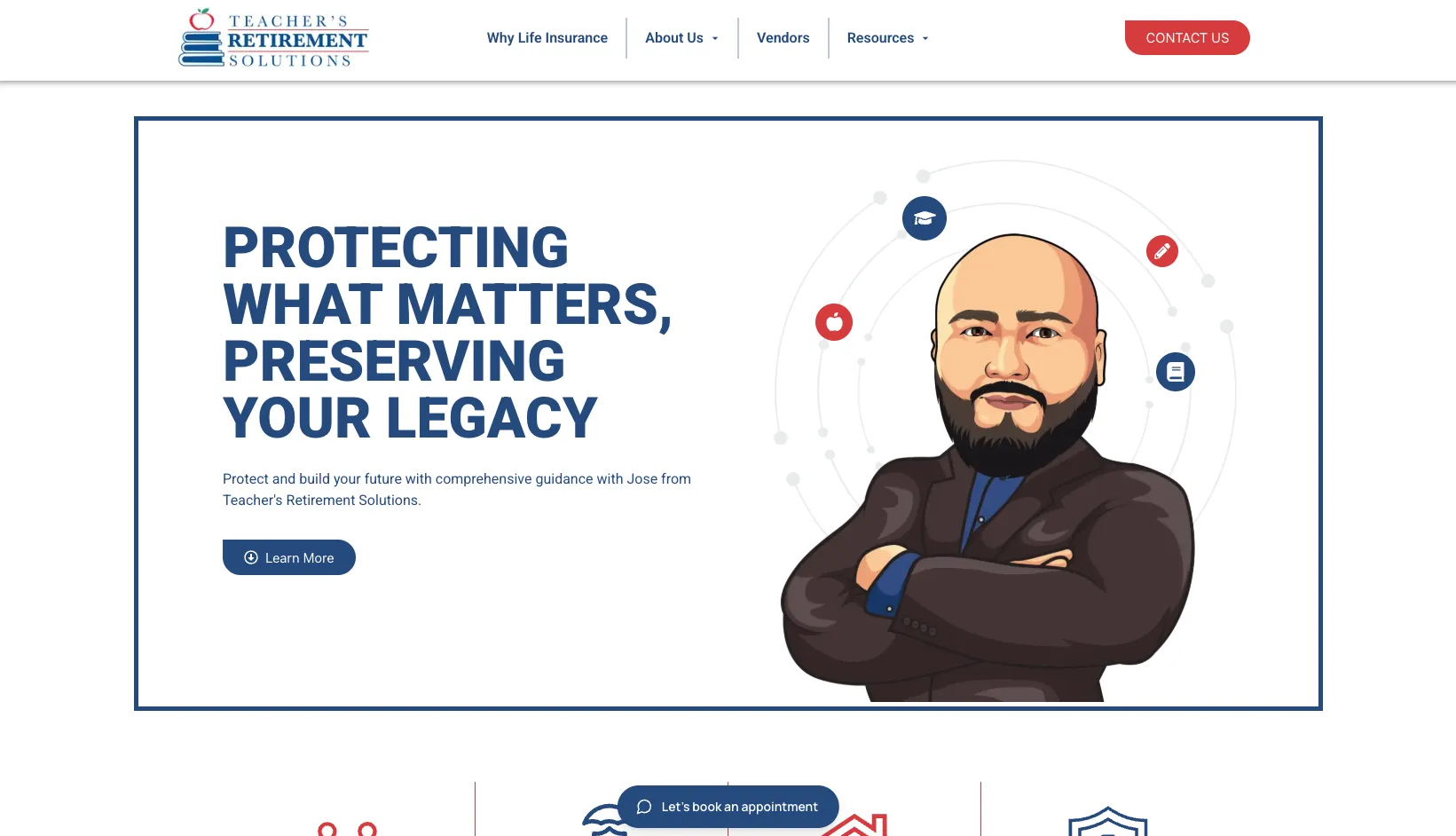 Jose Argueta site with the Protecting what matters, preserving your legacy headline